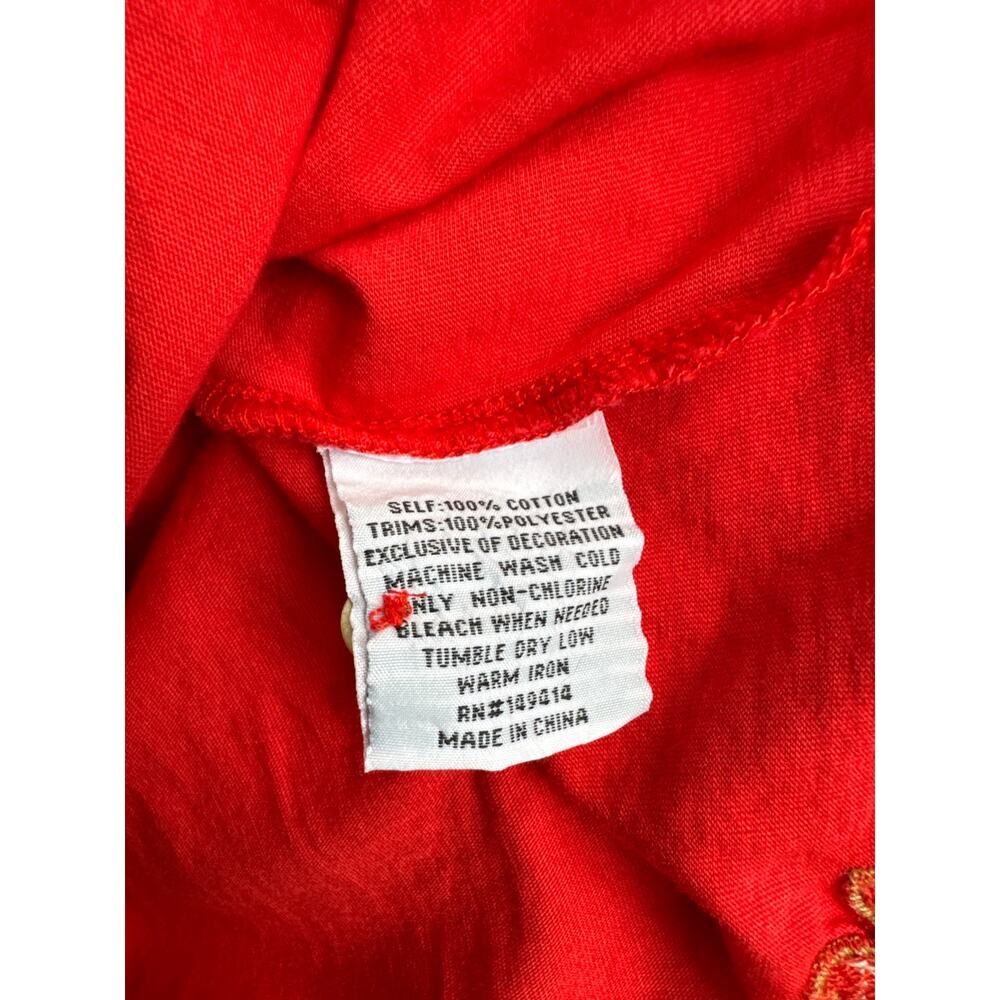 Johnny Was Embroidered Short Sleeve Cotton Dress in Red Size S - Picture 8 of 9